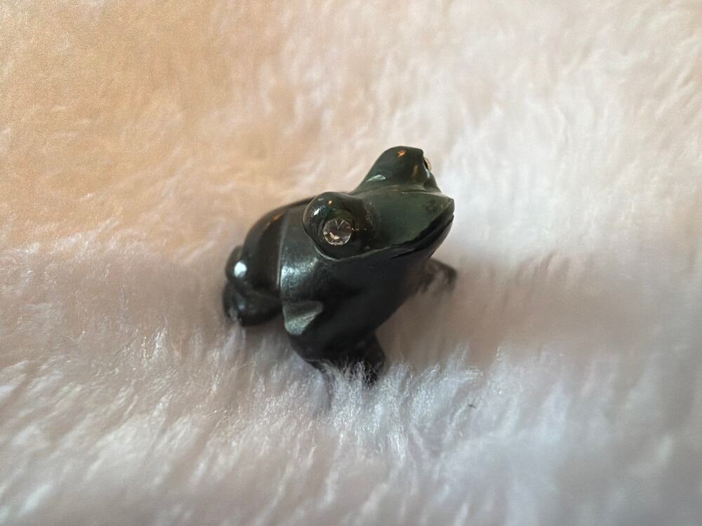 Wade England Green Frog Figurine Rhinestone Eyes Miniature Ceramic Whimsies